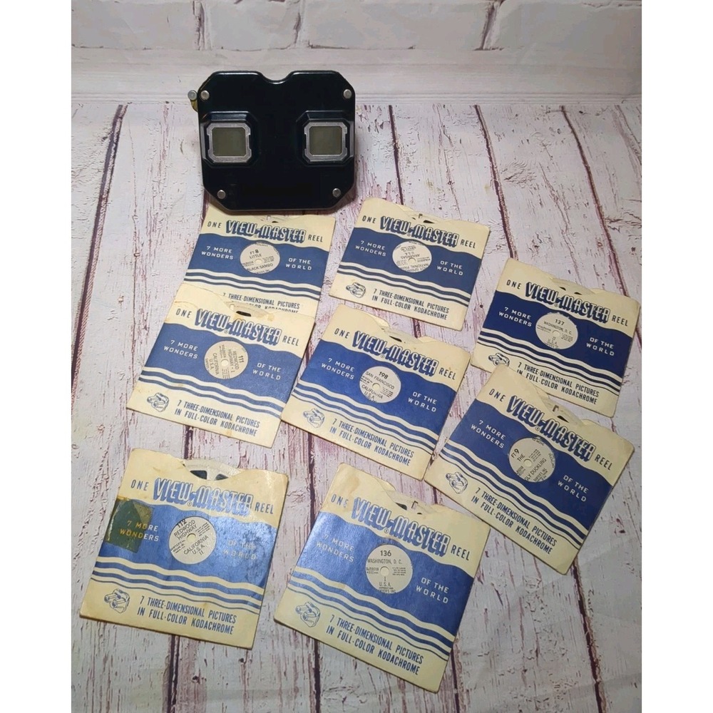 Vintage‎ Sawyer's View-Master Black Viewer w/ 8 Reels Made In USA 1950s